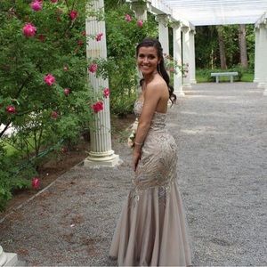 Prom dress beaded beige